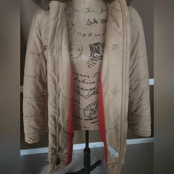 XL Tan London Fog Outdoors Unlimited Hooded Quilted Zip Up Jacket - Picture 7 of 13